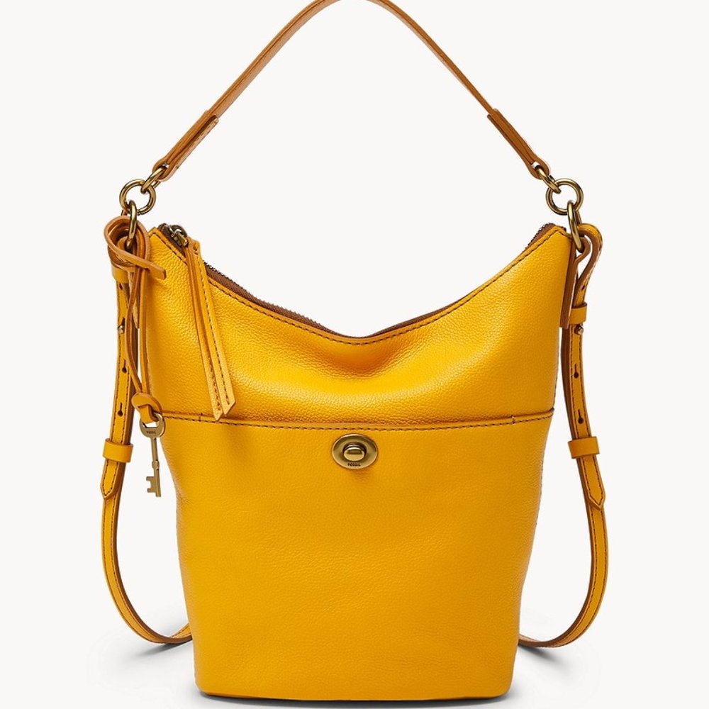 New Fossil Talulla Small Hobo Leather Golden Yellow